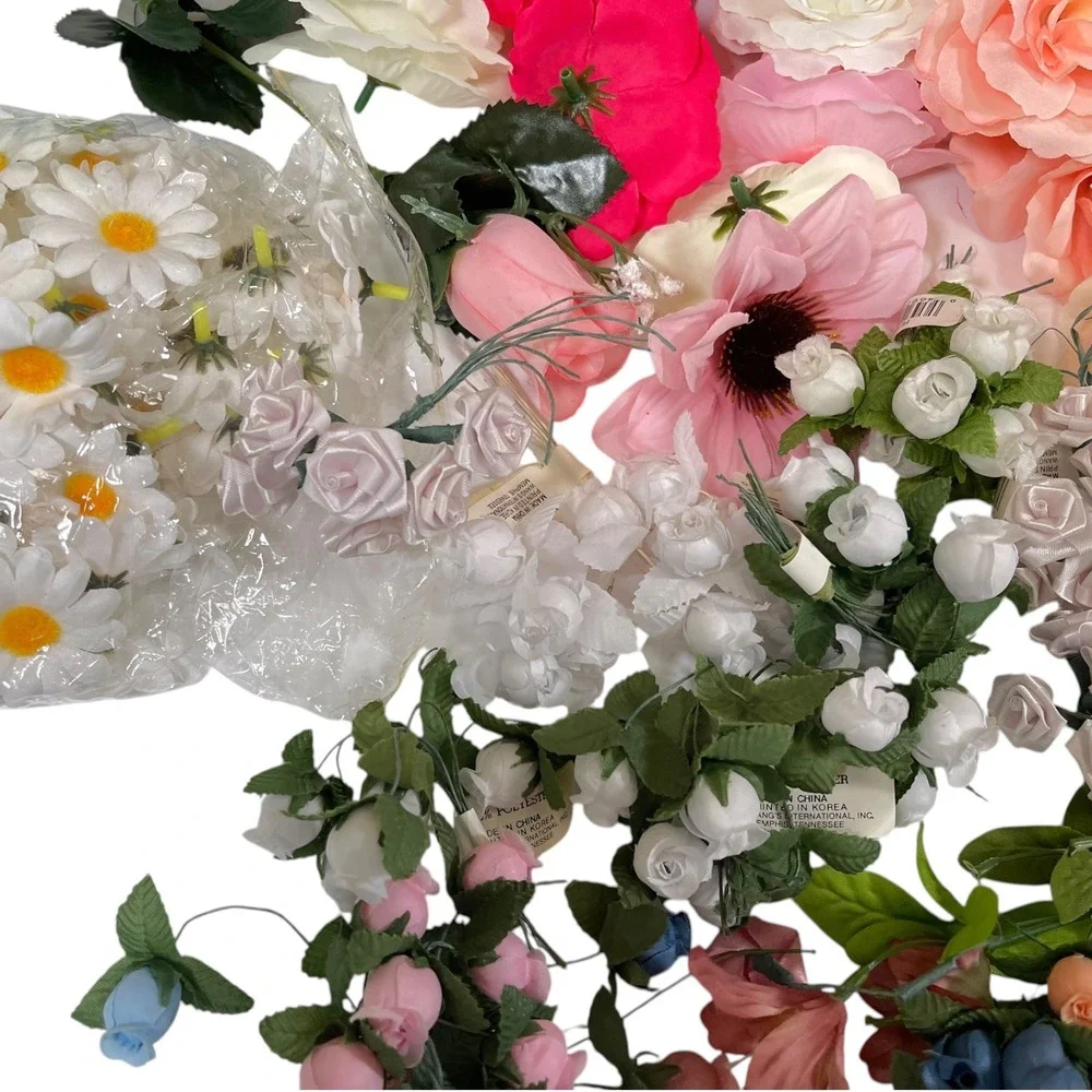 LAREGE Multicolor Artificial Flower Lot Blooms Faux Roses Craft Decor Boho